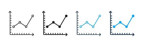 Line Graph Chart Line And Solid Icon Set. Data Analysis, Trend Visualization, And Business Growth Symbol Collection. Statistical Representation And Performance Tracking. Isolated Illustration vector