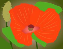 Flower in bright colors in flat design style. Minimalistic background of blooming flower. vector