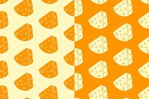 Cheese slice silhouette seamless pattern on yellow white background. Cheese wedge doodle pattern background. Cheddar retro filled isolated motif wallpaper. foods label, packaging and merchandise vector
