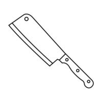Meat cleaver web icon in outline style isolated on white background. Kitchen symbol stock illustration. vector