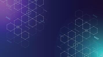 Modern tech background with geometric hexagons, connected dots, and gradient glow ideal for digital, data, and innovation themes in technology and science projects vector