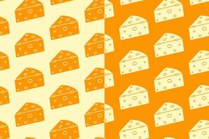 Cheese wedges silhouette seamless pattern on yellow white background. Cheese slice doodle pattern background. Cheddar retro filled isolated motif wallpaper. foods label, packaging and merchandise vector
