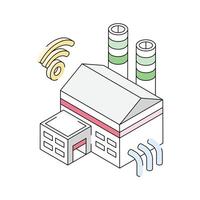 An amazing isometric icon of smart industry with signals vector