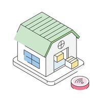 An isometric style icon of warehouse with storage boxes vector