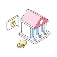 A modern isometric icon of smart banking and finance vector