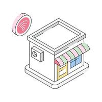 Well designed isometric icon of smart shop for retail vector