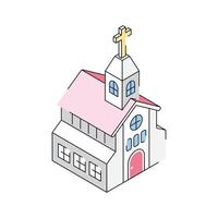 Trendy isometric icon of church building with a cross on it vector