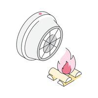 A trendy isometric outline icon of fire detector system vector
