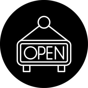 Illuminated Open Store Sign Circle Inverted vector