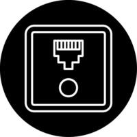 Wired Ethernet Network Socket Circle Inverted vector