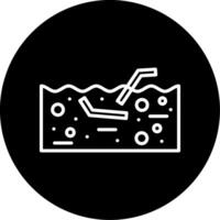Ocean and Water Pollution Hazard Graphic Circle Inverted vector