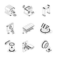 Pack of Smart Technology Isometric Outline Icons vector
