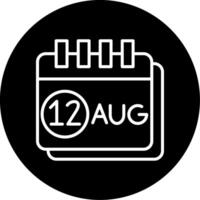 Youth Day Calendar Date 12 Aug Circle Inverted vector