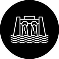 Hydroelectric Dam and River System Circle Inverted vector