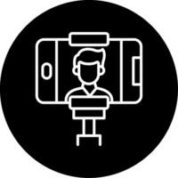 Selfie Stick Holding Mobile Device Circle Inverted vector