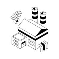 An amazing isometric icon of smart industry with signals. vector