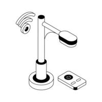 Modern isometric icon showing smart streetlamp with signals. vector
