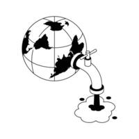 A well designed isometric outline icon promoting save water concept. vector
