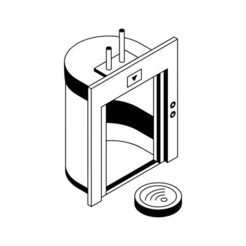Visually appealing isometric icon of elevator open door. vector
