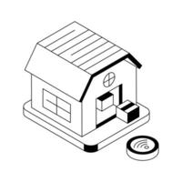 An isometric style icon of warehouse with storage boxes. vector
