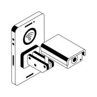 Well crafted isometric icon of cctv monitoring device. vector