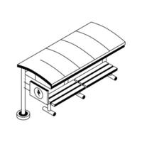 A modern isometric outline icon of bus stand. vector