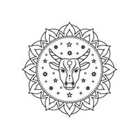 Taurus zodiac style in line art style vector