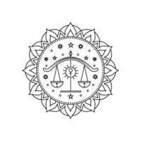 Libra zodiac style in line art style vector