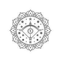 Sagittarius zodiac style in line art style vector