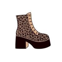 Female high platform shoes with leopard print vector