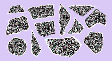 Collection of stylized pieces of paper with a leopard print vector