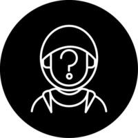 Cyber Cloaked Man in Shadows Circle Inverted vector