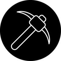 Rugged Mountain Pickaxe Icon Circle Inverted vector
