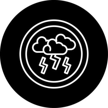 Lightning Packed Thunderstorm Alert Circle Inverted vector