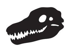 Black silhouette of crocodile skull with sharp teeth and elongated snout isolated on white background, graphic illustration. Concept of wild reptile skeleton, alligator, monitor lizard design element vector