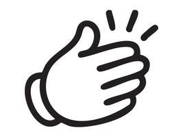 Black outline of clapping hand gesture icon isolated on white background, graphic illustration. concept of applause, hand sign, emoji, communication, design element vector
