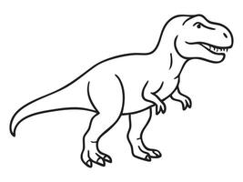 Black outline of t rex dinosaur isolated on white background, graphic illustration. concept of Tyrannosaurus rex, prehistoric creature, extinct animal, icon, design element vector