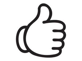 Thumbs up hand gesture icon, black outline on white background, graphic illustration. concept of approval, like, positive symbol, social media, icon, design element vector