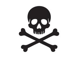 Black silhouette of human skull with crossed bones, graphic illustration. concept of pirate symbol, danger icon, halloween theme, skull and crossbones, design element. vector
