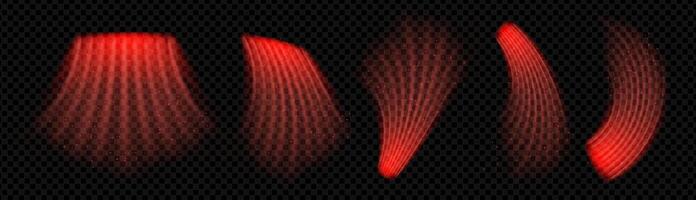 Warm air flow swirl with red wave and radiant heat rays. Infrared convection and circular stream create dynamic motion. Abstract for heater, climate control or energy system design. vector