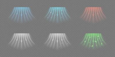 Dynamic air flow effect with hot and cold arrows. Abstract wave stream shows HVAC system or AC function. Blue red rays temperature, speed and purification. illustration on transparent bg. vector
