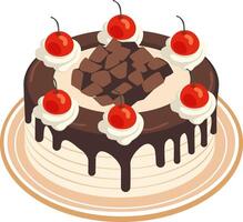 chocolate cake with cherry on top vector