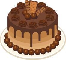 Chocolate cake with wafer on the top vector