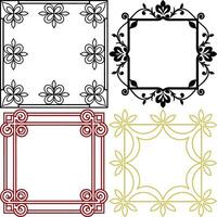 Ornate Frames Collection with Botanical, Floral and Swirl Details on White Background vector
