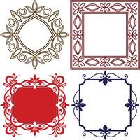 Set of Four Isolated Decorative Floral Frames with Ornamental Elements on White vector