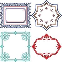 Isolated Frames, Leaves, Floral, Square, Circle, Geometric Shapes on White vector