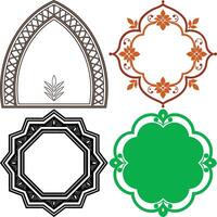 Ornamental Frames Set Arched, Floral, Octagonal, and Clover, Isolated on White vector