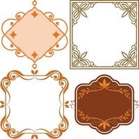 Vintage Frames Design Set, Decorative Ornament with Swirls and Botanical Elements vector