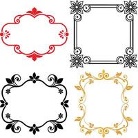 Assorted Decorative Floral Frames in Black, Red and Gold on White Background vector