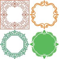 Floral Ornate Frames Collection Square, Scalloped, Octagonal, Rounded on White vector